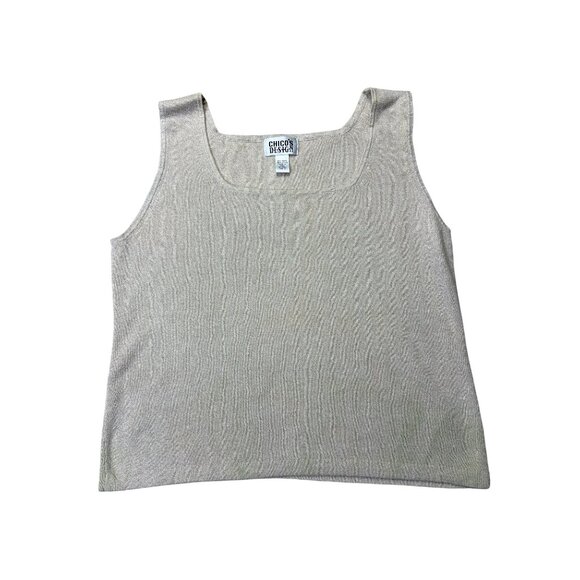 Chicos Design Beige Knit Tank Top Size XL Sleeveless - Picture 1 of 5